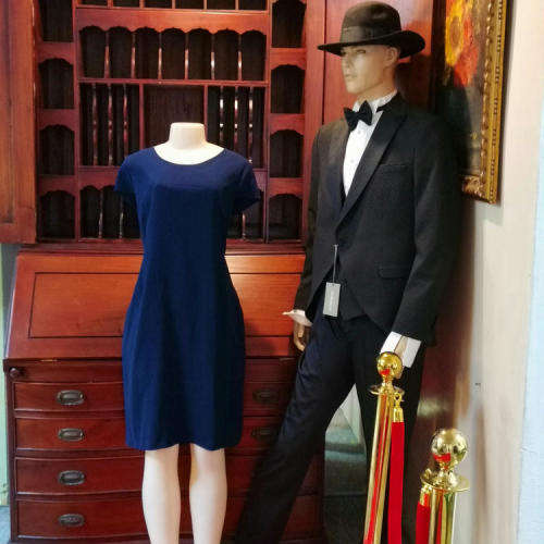 Knee length navy blue lined dress - Size 16