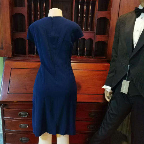 Knee length navy blue lined dress - Size 16