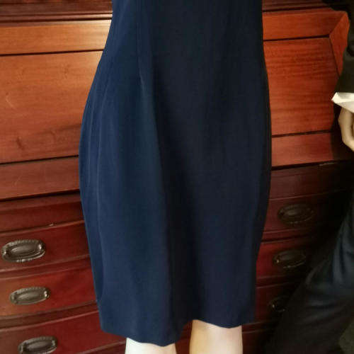 Navy lined knee length dress