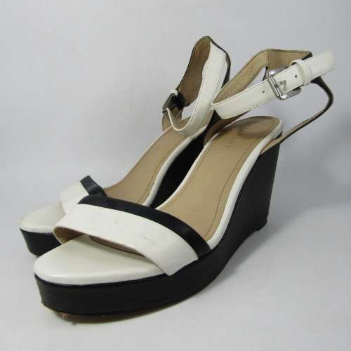 Trenery All Leather black and white wedges size 7 - almost new