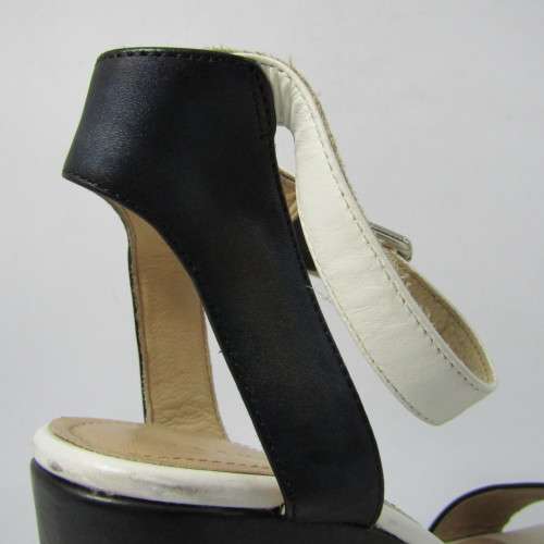 Trenery All Leather black and white wedges size 7 - almost new