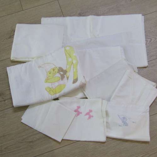 Vintage lot of 10 Baby linen - blanket 133 x 80cm