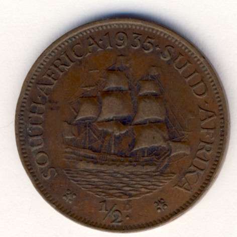 SAU 1935 Half Penny VF - book value of R150 - as per scan