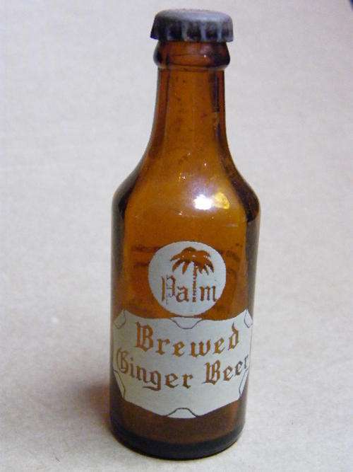 Palm Brewed Ginger Beer - miniature glass bottle as per scan