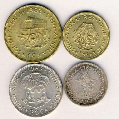 1962 set with half cent - cent - 10 cent & 20 cent as per scan