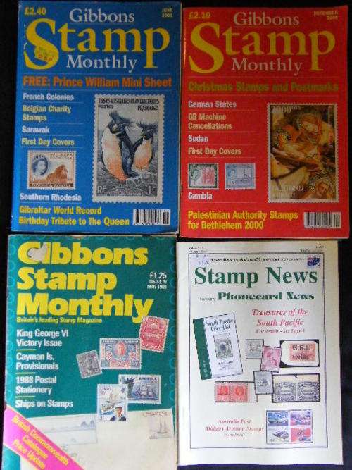 3 Gibbons Stamp Monthly books and a Stamp News book - as per photo - you bid per book to take all