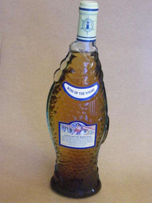 Hout Bay Mariner's Wharf vintage bottle of wine in fish shaped bottle - not drinkable