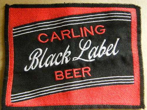 Large Carling Black Label Beer cloth label - 13 x 17 cm