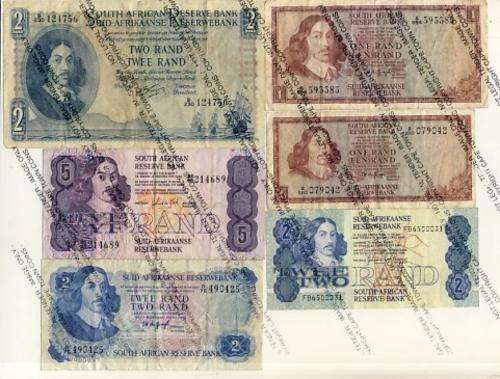 6 Old South African notes - as per scan