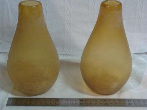 Pair of amber frosted glass vases blown by hand 195mm x 115mm * Start at ONE CENT