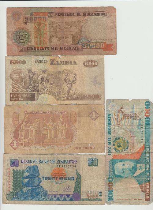 Lot of 5 International banknotes as per scan