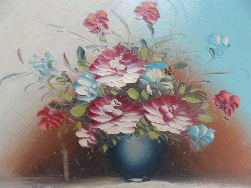 Acrylic flower painting on board  by unknown artist- 37 cm by 28 cm as per photo