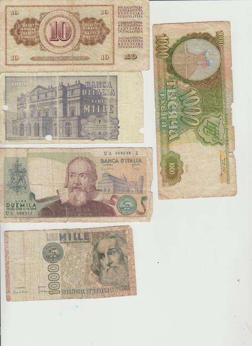 Lot of 5 International banknotes as per scan