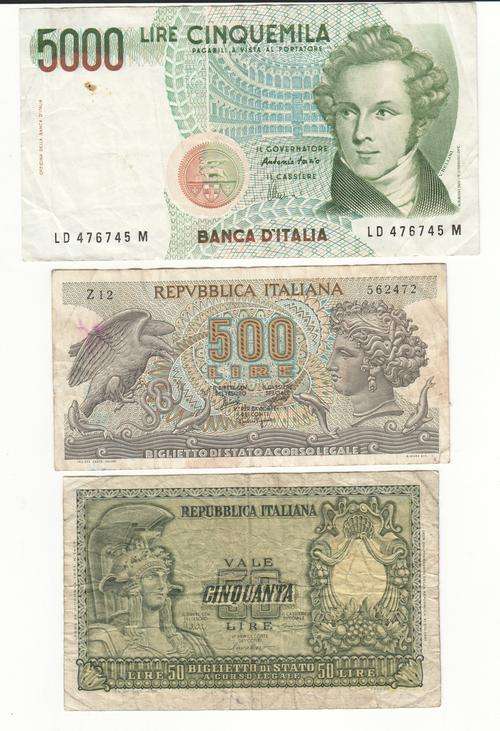 lot of 3 Italian banknotes as per scan