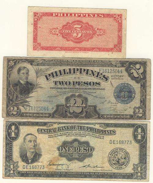Lot of 3 Philippines bank notes - as per scan