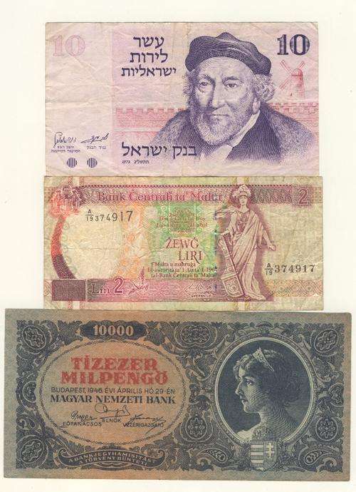 Lot of 3 European bank notes - as per scan