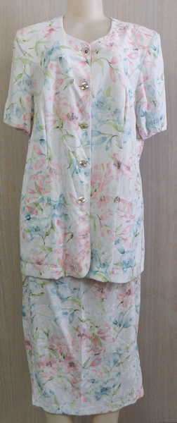Donna - Claire floral print skirt and short sleeve shirt set - Size : 16 - polyester/viscose