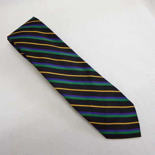 GEM Schoolwear black, yellow, green and purple striped tie