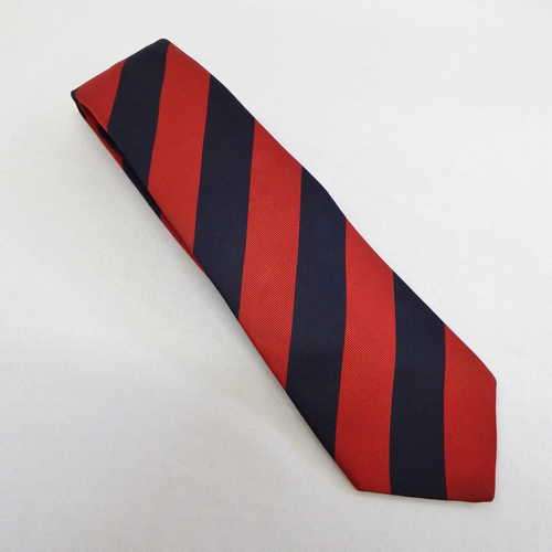 Navy blue and red striped tie