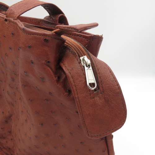 Genuine Ostrich leather handbag - Dark Brown