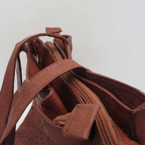 Genuine Ostrich leather handbag - Dark Brown
