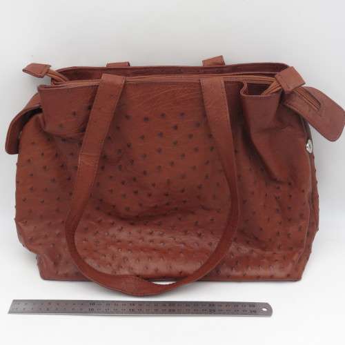 Genuine Ostrich leather handbag - Dark Brown