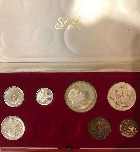 1968 long  proof coin set Republic of South Africa no gold in original SA Mint box