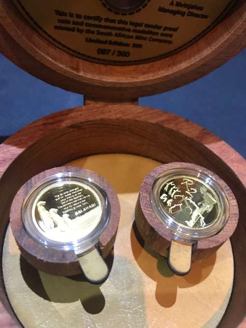 2011 Khoisan Launch Heritage Coin set - 2 X Gold 24ct 1/4 oz and medallion Mintage 221