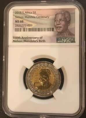 2018 Mandela Centenary R5 coin NGC graded MS68