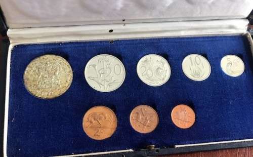 1971 South Africa Short Proof coin set R1 to 1/2c