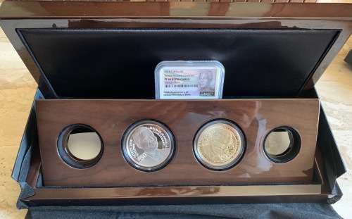 2018 Mandela Centenary 3 coin set with NGC Graded proof R5 PF69 UC, Silver and Bronze R50 with COA