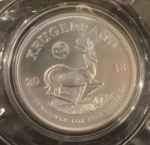 Rare 2018 Great Wall privy Mintmark 1oz Silver Krugerrand coin still in factory sealed packaging