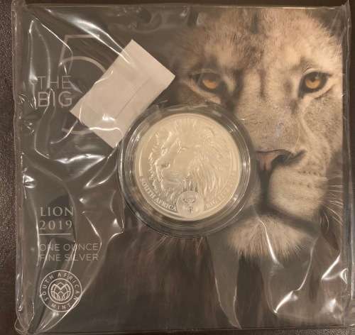 2019 Silver R5 Brilliant Uncirculated 1oz Coin Big 5 Lion South Africa Sold Out at SA Mint