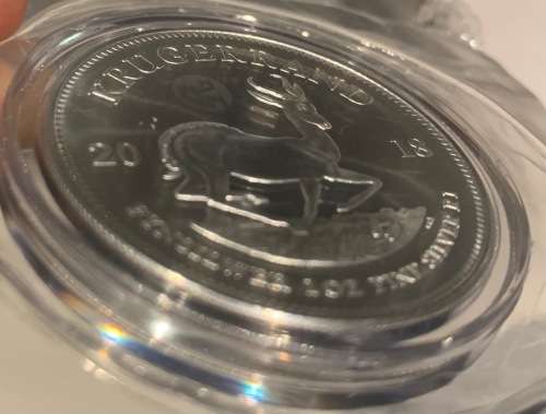 Rare 2018 Great Wall privy Mintmark 1oz Silver Krugerrand coin still in factory sealed packaging