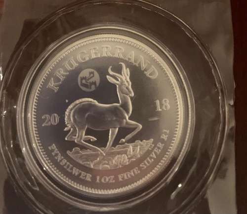 Rare 2018 Great Wall privy Mintmark 1oz Silver Krugerrand coin still in factory sealed packaging
