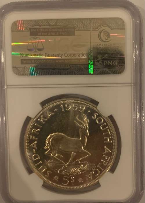 1959 5 Shilling Crown 5S Silver Elizabeth coin NGC Graded PL64