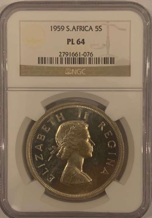1959 5 Shilling Crown 5S Silver Elizabeth coin NGC Graded PL64