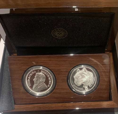 2020 Proof Leopard privy Krugerrand Silver 1oz coin + Leopard R5 Silver 1oz coin set Limited to 1000