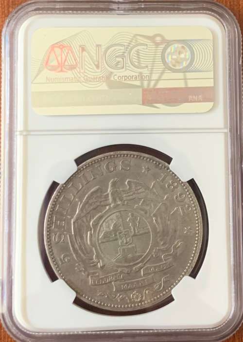 RARE 1892 ZAR 5 SHILLING DOUBLE SHAFT NGC GRADED AU DETAILS - Cleaned SILVER COIN ONLY 4327 minted
