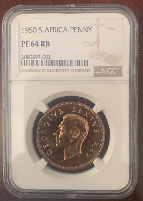 RARE 1950 Proof Penny PF64RB NGC Union South Africa copper coin -  only 500 minted