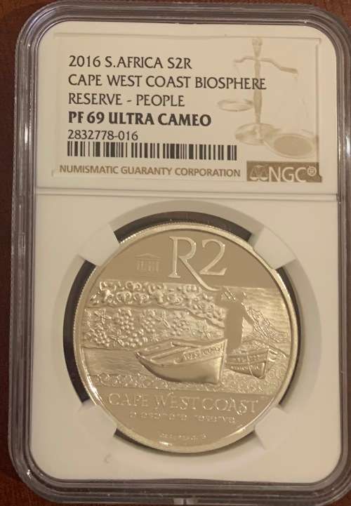 V Scarce only 97 minted! 2016 R2 Cape West Coast Biosphere Reserve People Silver coin NGC PF69 UC