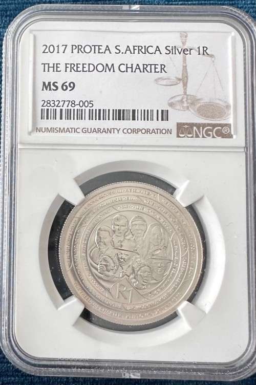 2017 Life Of Legend Mandela Protea South Africa Silver R1 Unc Only 202 Minted MS69 NGC Graded coin