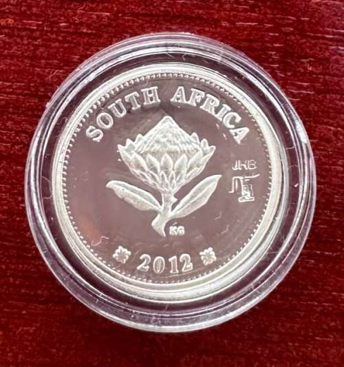 Proof 2012 South Africa Flypress tickey Silver 2.5c `JHB` Gautrain coin