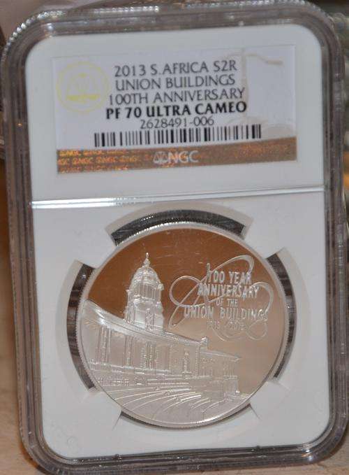 2013 Union Buildings Crown Silver Proof R2 coin Graded PF70 PERFECT COIN LOW START
