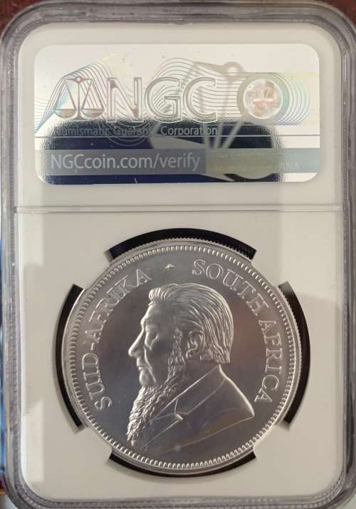 2018 NGC Graded MS70 Silver 1oz Krugerrand Coin South African Flag Label