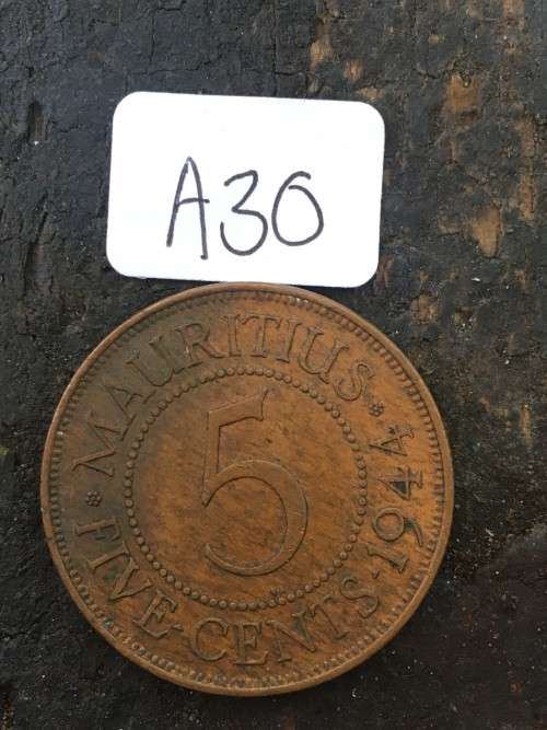 1944 Mauritius  Five cents*****Crazy R1 Start****