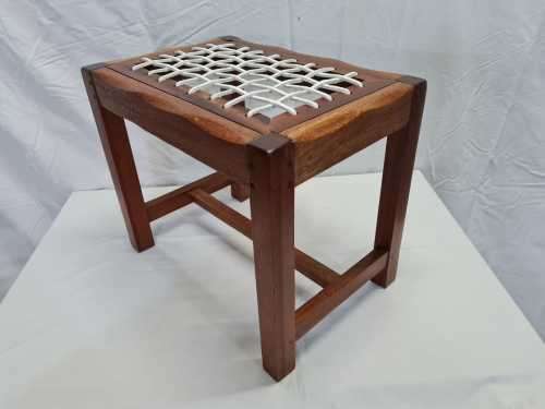 Vintage Riempie Foot Stool - Fully Restored and New Riempies Fitted