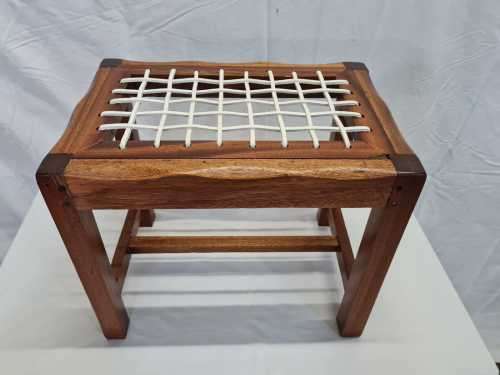 Vintage Riempie Foot Stool - Fully Restored and New Riempies Fitted