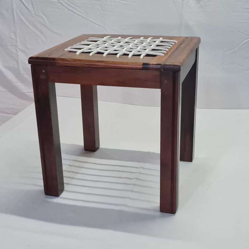 Vintage Riempie Foot Stool - Restored and new Riempies fitted. Please see description for size