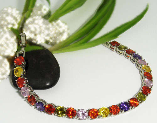 ***CrAAzzzY 1 RaND StArT ***Dazzling Multicolor Gems Tennis Bracelet